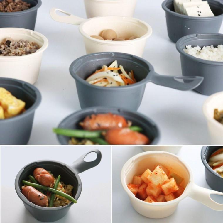 손잡이 쿡앤밥 275ml 전자 렌지용 뚜껑 포함 5p 접시 그릇 캠핑 식기 반찬 용기