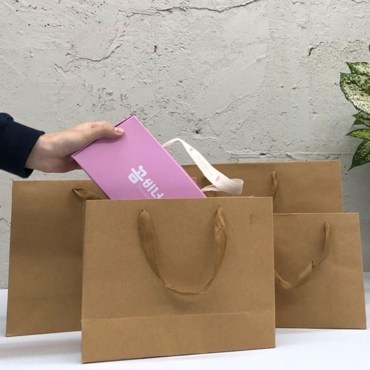 크라프트 무지 가로 직사각쇼핑백 종이가방 미니