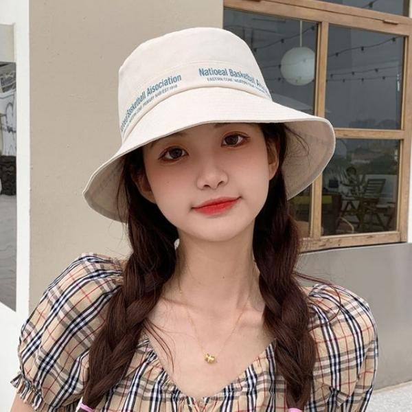 은창)미들 레터링 스트랩 벙거지 모자 선캡 썬캡