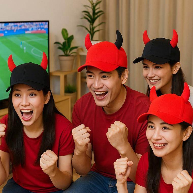 [개미물류] 붉은악마 캡모자 유니크 뿔모자 머리띠 응원단 응원도구 응원복 귀여운 반티 태극기 축구 모자