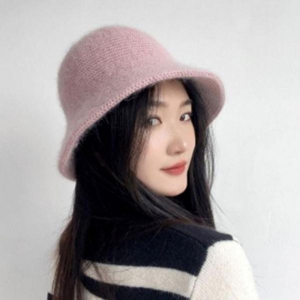 로아 나울 버킷햇(핑크) 벙거지 모자 겨울 털버킷햇 털모자