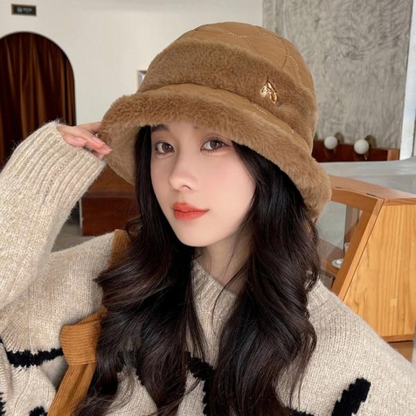 하트 로고 퀼팅 퍼 버킷햇 4color   뽀글이 겨울모자