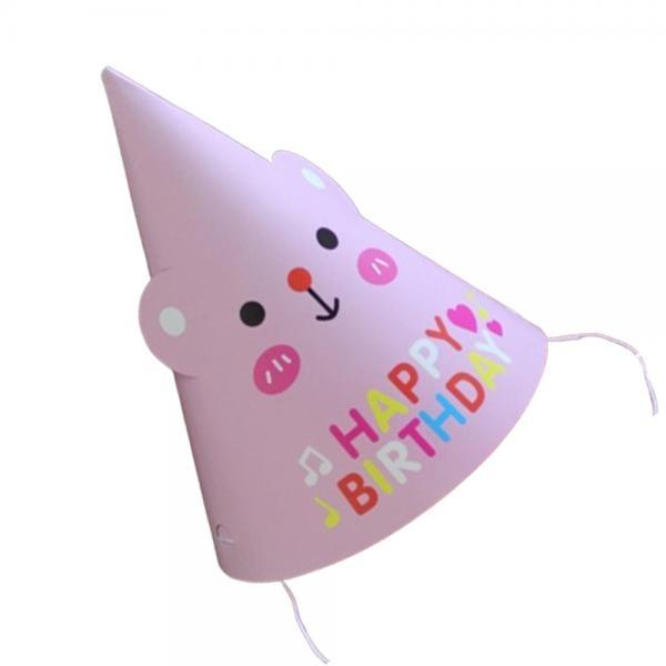 생일 축하 고깔 모자 핑크곰돌이 생일 파티 용품 파티햇