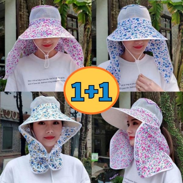 1+1 햇빛가리는모자 여름 농촌 밭일 작업 일모자 목가리개 캐디 모자 썬캡(2개세트)
