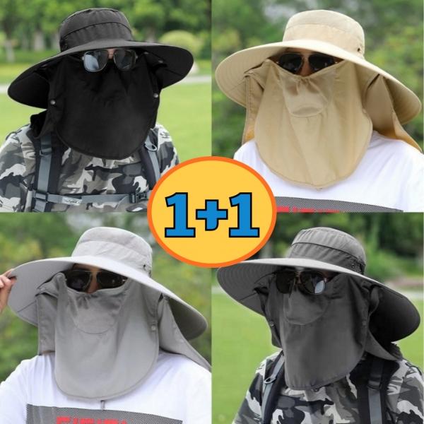 1+1 선쉐이드모자 차양막 사하라캡 정글모 뒷목가리개 사막 차양 모자(2개세트)