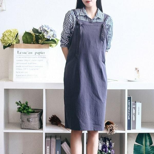 . LTD 주 Tree 끈매듭 멜빵 원피스 앞치마 공방앞치마 (네이비)