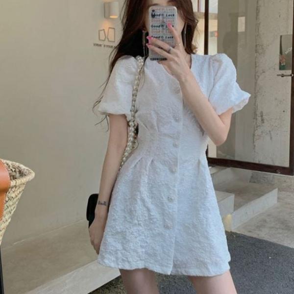 큐티 모던 미니원피스 반팔 프릴 레이스 원피스
