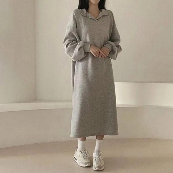 여성원피스 카라 면원피스 루즈핏 데일리 꾸안꾸 3색