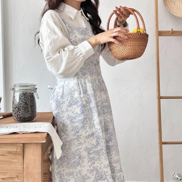 메르올린 플라워 앞치마 순면 예쁜 에이프런 카페 주방 바리스타 어린이집 원피스 빅사이즈앞치마