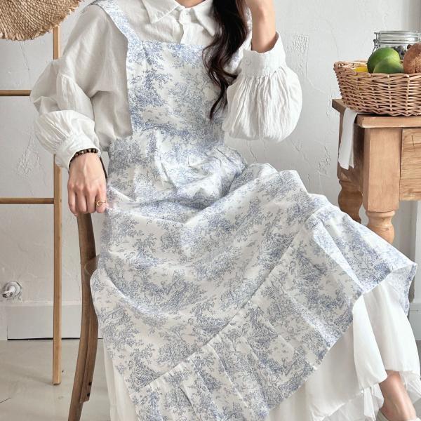 메르올린 프리미엄 예쁜 코튼 프릴 앞치마 카페 주방 바리스타 어린이집 네일샵 원피스 빅사이즈