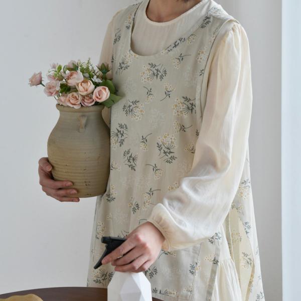 메르올린 베이지 순면 방수 예쁜 앞치마 카페 주방 바리스타 어린이집 원피스 에이프런 빅사이즈앞치마