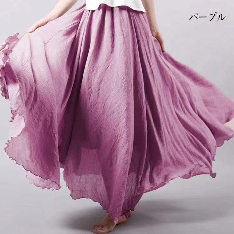 린넨 롱 밴딩 A라인 빅 스커트 SH802