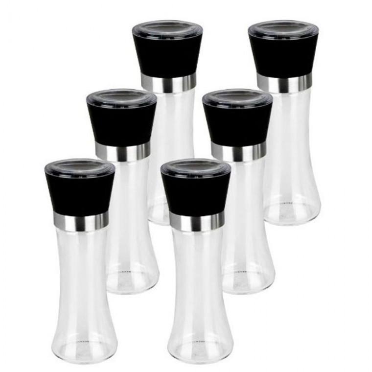 유리 양념통 그라인더 소금통 후추통 블랙 180ml 6P 통후추 솔트