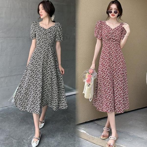 여자 앵두 반팔 원피스 1P 여름 뒷트임 데일리 치마
