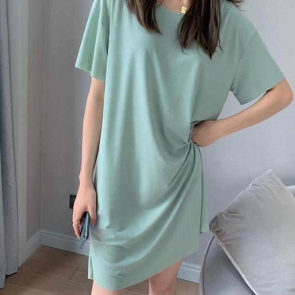 여자 여름 플 찰랑 쿨원피스 편한 반팔 원피스 집에서입는옷