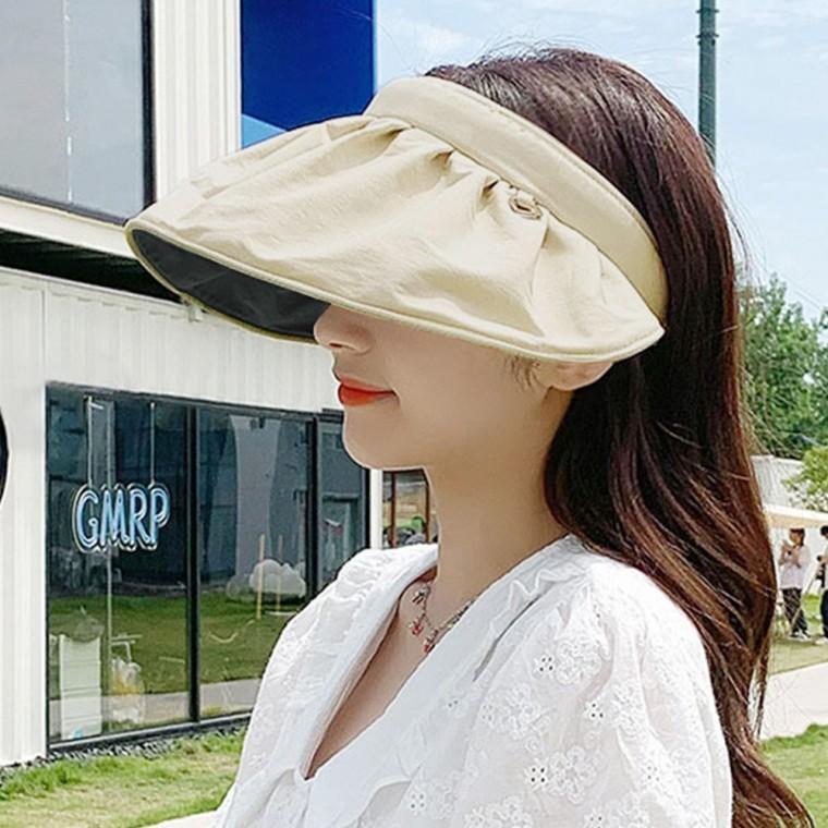 [UV차단인증] 돌돌이 롤업 밴드 썬캡 모자 (4color) / 휴양지 여름 선캡 와이드 간편휴대 모자 햇빛가리개
