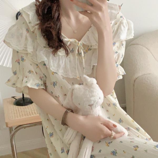 베니유니 멜로플라워 원피스 꽃무늬 홈드레스 잠옷 빅사이즈 홈웨어 임산부 마실 등원룩 원마일웨어