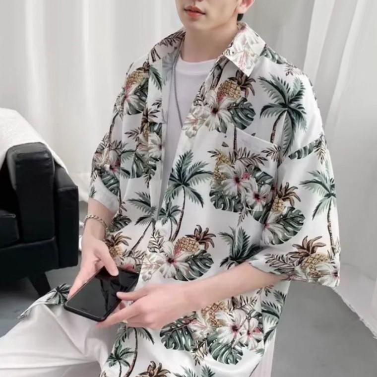 남자 하와이안 셔츠 바캉스룩 반팔 휴양지룩 남방