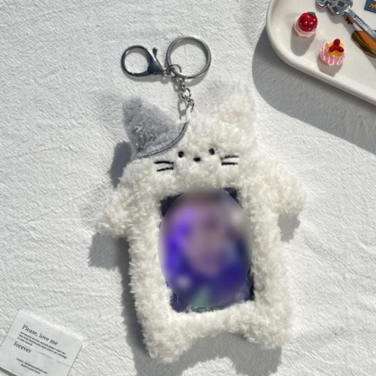 포카 꾸미기 포카키링 털고양이 홀더 포토 카드 귀여운 선물 포켓 키홀더 인형키링
