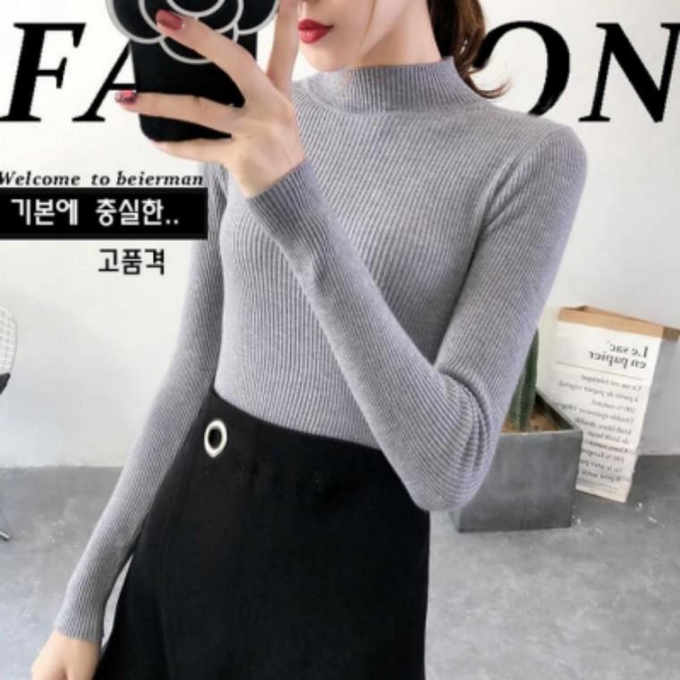 여성 이너 반목 티셔츠 여자 골지 목폴라 얇은 폴라티