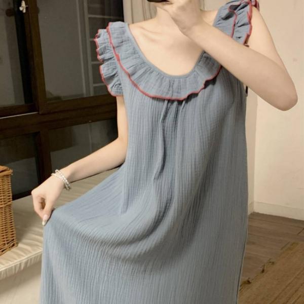 G126206_(빅사이즈까지) 지지미 프릴 잠옷 원피스