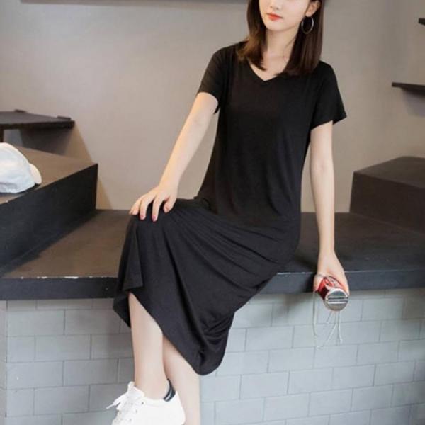 블랙 원피스 회색 단색 무지 솔리드 롱 길이 캐주얼