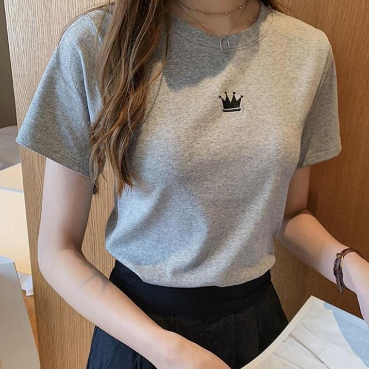 반팔 라운드 면티 여자 이너 데일리 여성 티셔츠 슬림 라운드 기본티 여름
