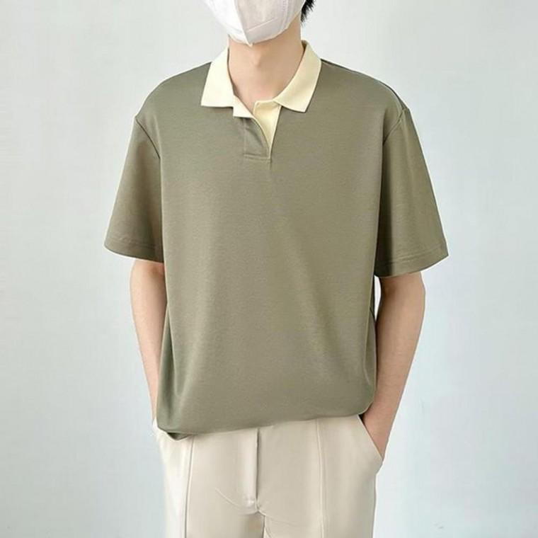 남성 남자 3컬러 캐주얼 모던 데일리 카라넥 반팔 티셔츠 카라넥티셔츠 여름