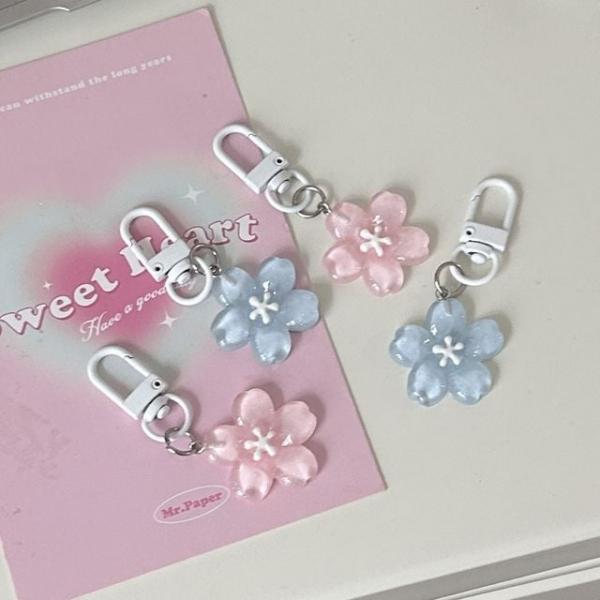 스카이 핑크 벚꽃 버즈 키링 벚꽃 포인트 키홀더 장식