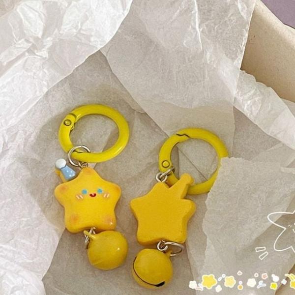 옐로우 별 버즈 키링 별장식 키홀더 차량열쇠 포인트