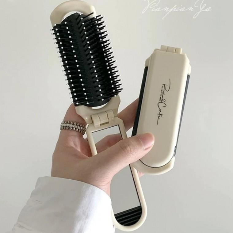 휴대용 공주 거울 빗 슬라이딩 거울빗 헤어빗 헤어브러쉬
