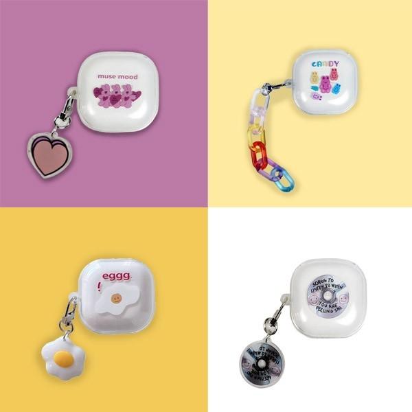 Linkvu 뮤직버즈 키링세트 갤럭시버즈2 프로 라이브 투명 TPU케이스 Galaxy Buds Pro Live
