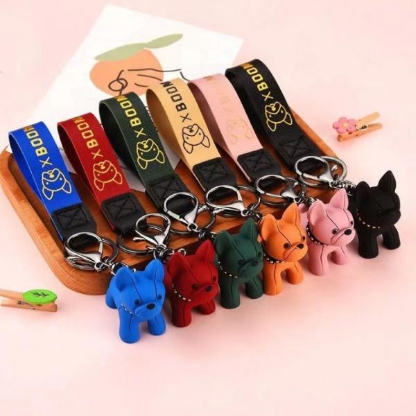 프렌치 불독 키링 스트랩 레더 가죽 강아지 열쇠고리 에어팟 고리 백참