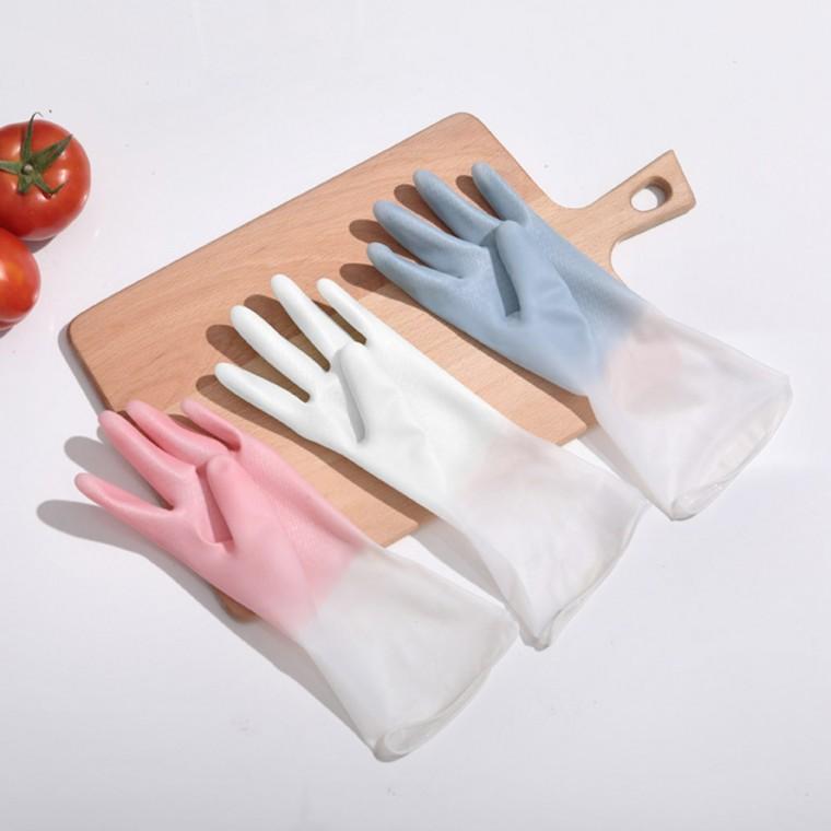 PVC 파스텔 투톤 고무장갑 3개 주방 설거지 청소용