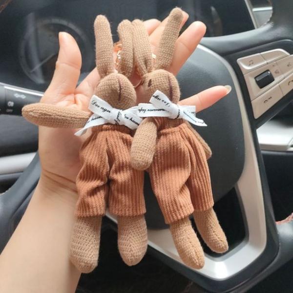 리본 토끼 봉제인형 키링