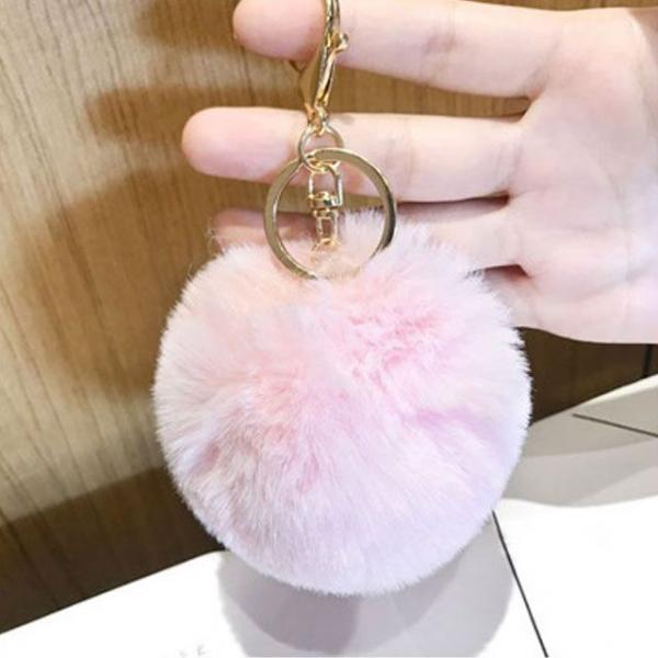 부드러운 극세사 털키링 방울퍼 장식 열쇠고리 키홀더