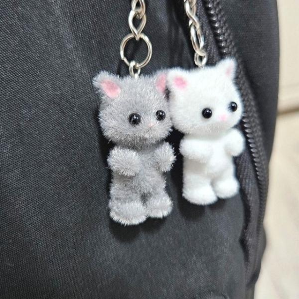큐티 고양이 키링 인형 열쇠고리 2컬러