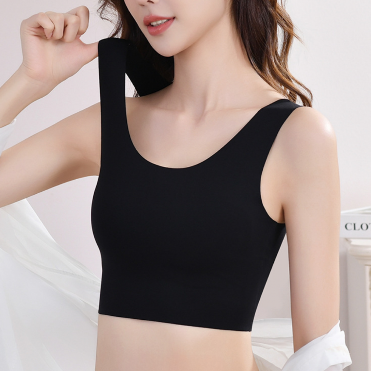트루리즈 플랫브라 얇은패드 실크감촉 브라탑 납작브라 일체형브라런닝 미니마이저 심리스 누디브라 햄라인