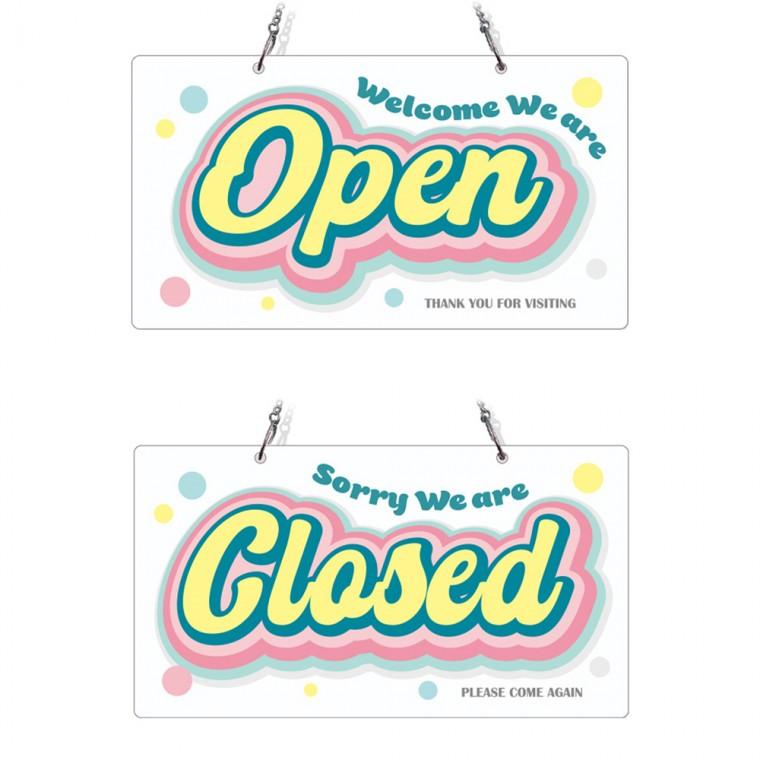 OPEN CLOSED28 체인걸이형 양면 안내판 29x16cm