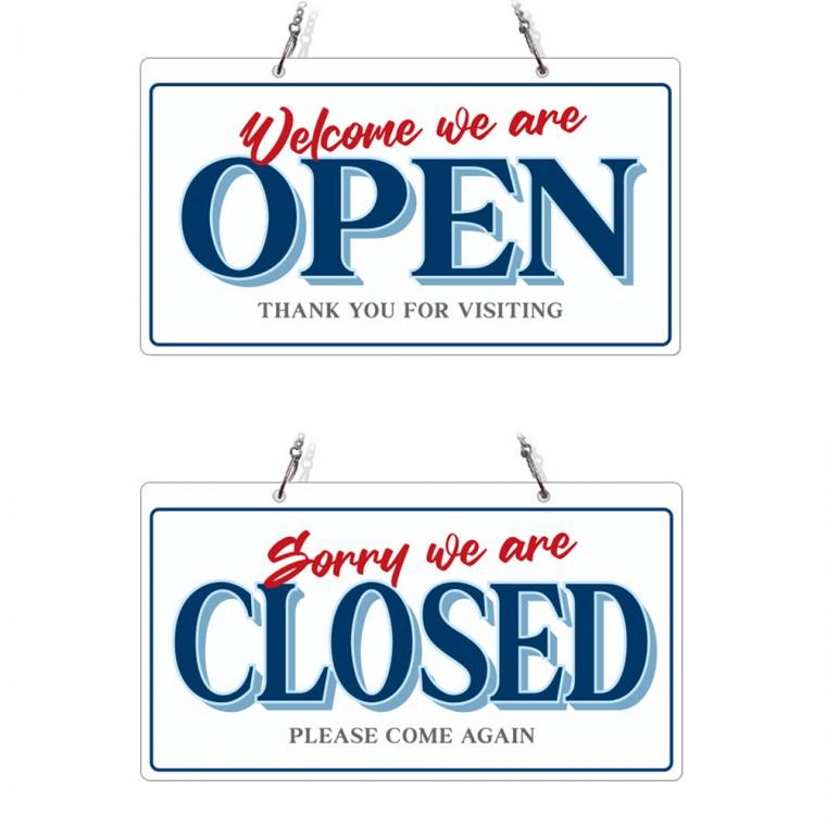 OPEN CLOSED49 체인걸이형 양면 안내판 29x16cm