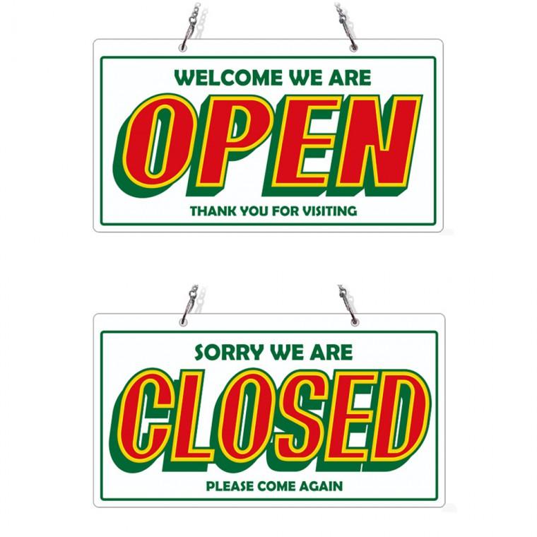 OPEN CLOSED7 체인걸이형 양면 안내판 29x16cm