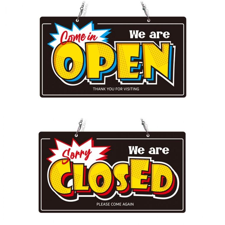 OPEN CLOSED26 체인걸이형 양면 안내판 29x16cm