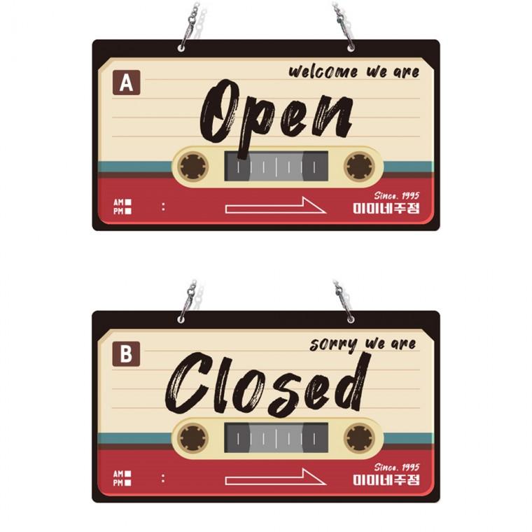 OPEN CLOSED33 체인걸이형 양면 안내판 29x16cm