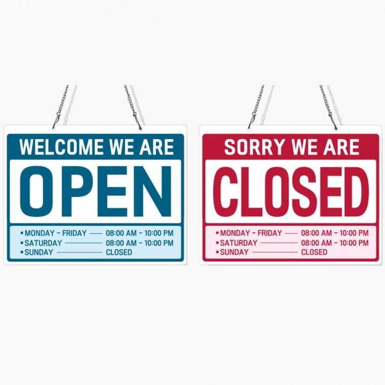 OPEN CLOSED3 체인걸이형 양면 안내판 30x23cm