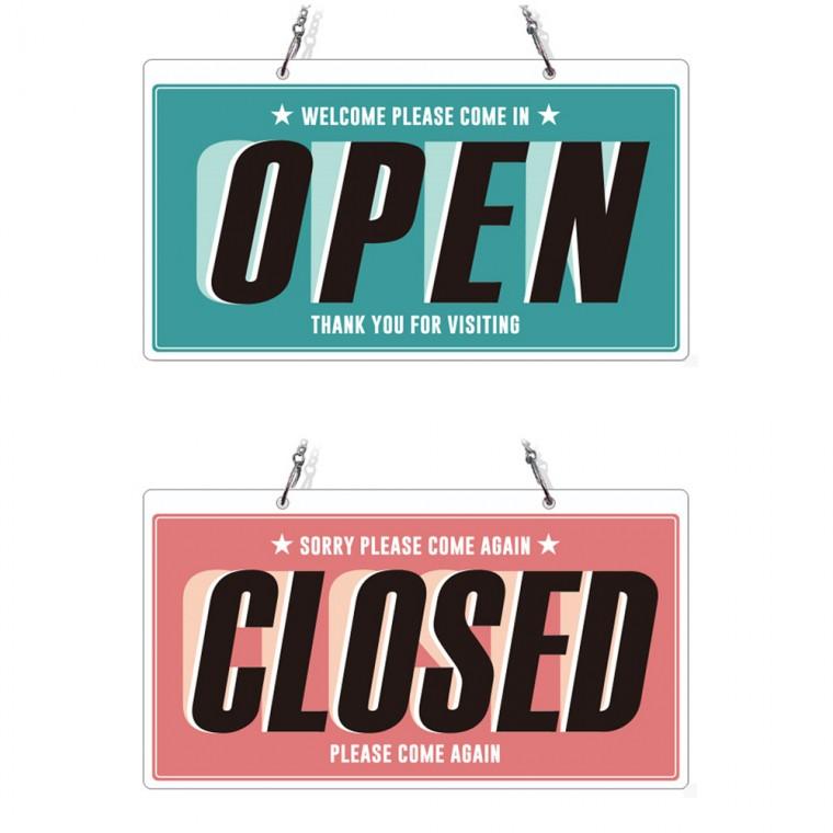 OPEN CLOSED17 체인걸이형 양면 안내판 29x16cm
