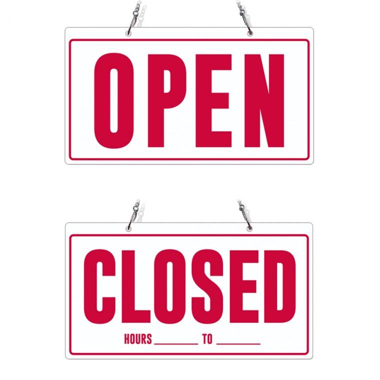 OPEN CLOSED39 체인걸이형 양면 안내판 29x16cm