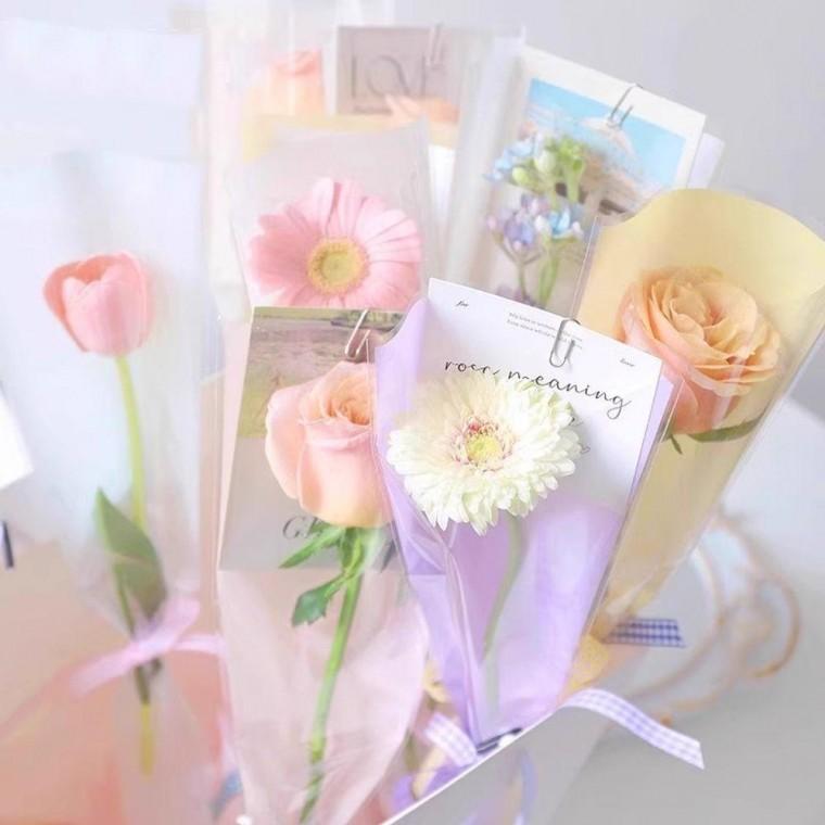 꽃다발 한송이 포장 포장지 비닐 50 매 꽃꽂이 재료 한송이꽃 플로드지 꽃포장지 답례품