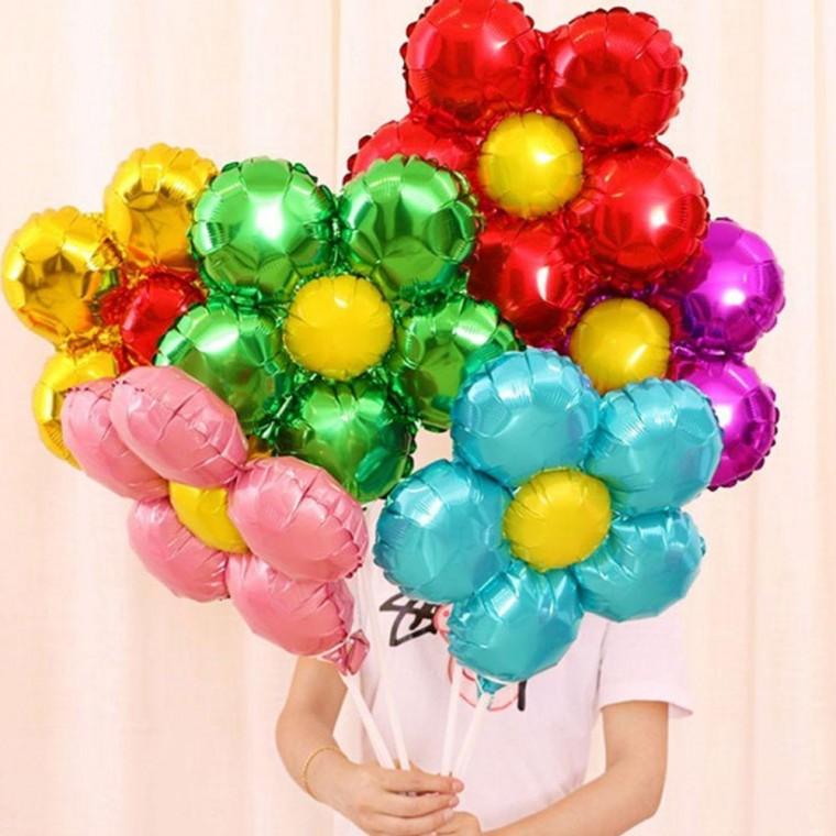 파티 꽃 컬러 은박 풍선 용품 생일 프로 포즈 소품 은박꽃 꽃모양 장식