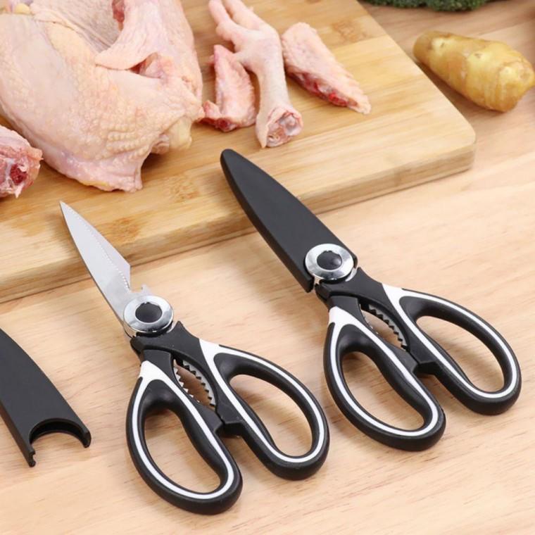 스텐 주방가위 고급 톱니 강력한 뼈가위 칼날 다용도 톱니 고기 요리 고급