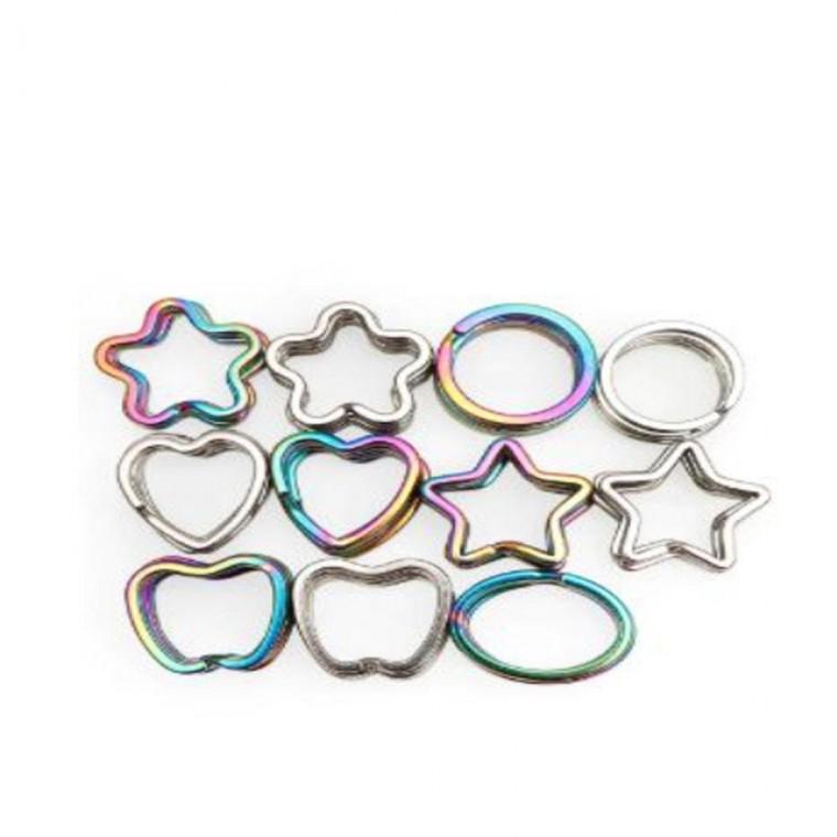 키링 10pcs 레인보우 하트 스타 열쇠고리 DIY